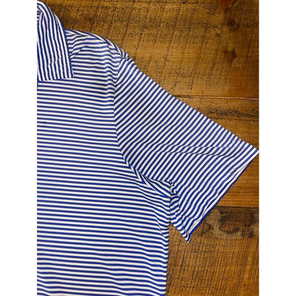 Mens RLX Ralph Lauren Blue White Striped Golf Athleisure Polo‎ Lightweight XXL - Picture 2 of 9